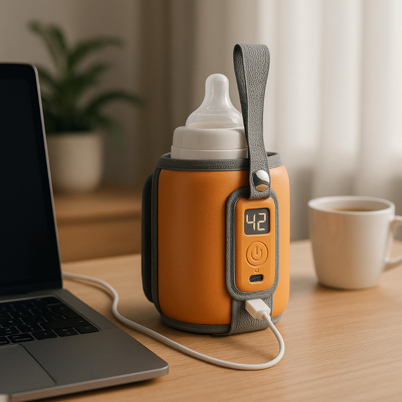chauffe-biberon nomade rechargeable sur ordinateur portable