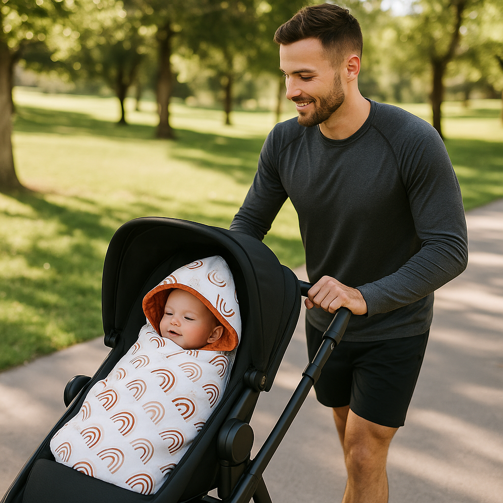 nid d ange siège auto papa fait sport avec bebe
