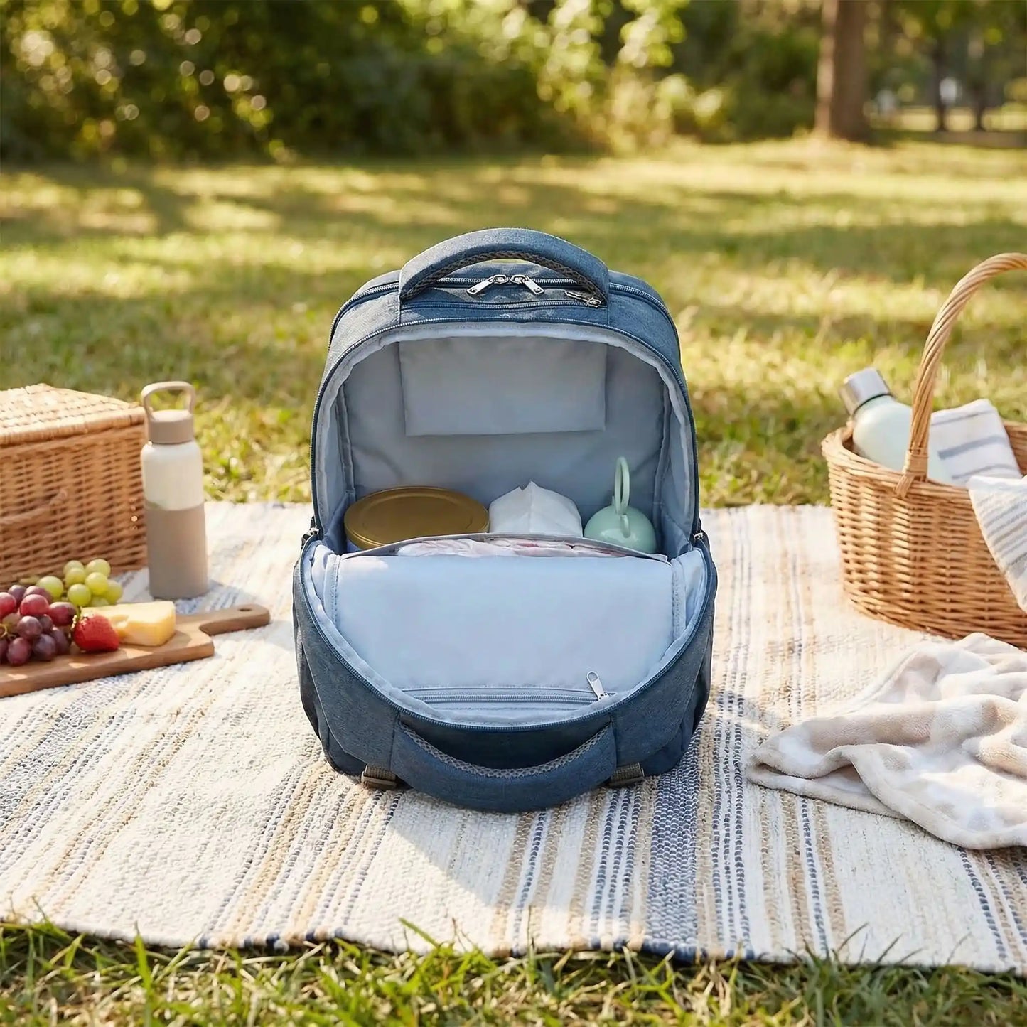 sac-a-langer-sac-a-dos-pose-sur-tapis-de-piquenique