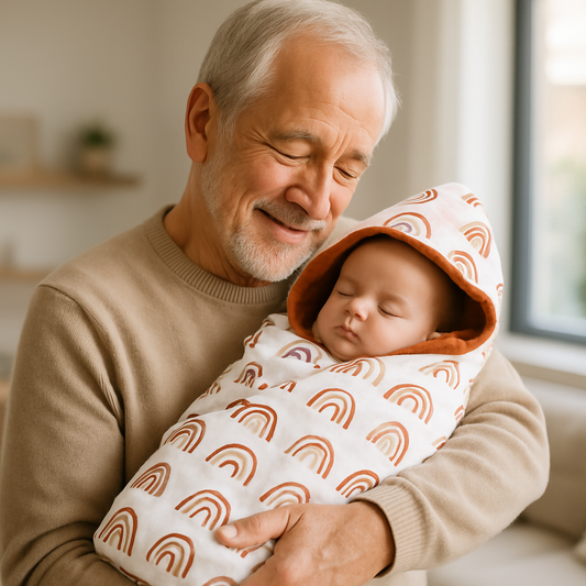 grand père profite de bebe dans nid d ange siège auto